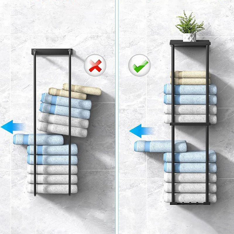 Bathroom Storage Holders Metal 3-tier Shelf Storage Holders Multifunctional Towel Holder Racks Wall Organizer Racks Home Decor