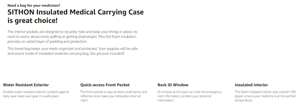 Outdoor EpiPen Medical Carrying Case Travel Medication Organizer Bag Emergency Medical Pouch Hold 2 EpiPens Medical Supply