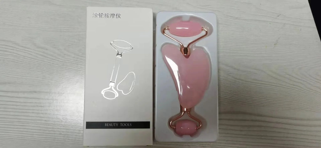 مجموعة مدلكة أسطوانية من الراتنج، محمولة وغير مصنوعة من اليشم، مدلكة للوجه، جهاز تدليك مزدوج الرأس، عصا تدليك للصحة والعافية