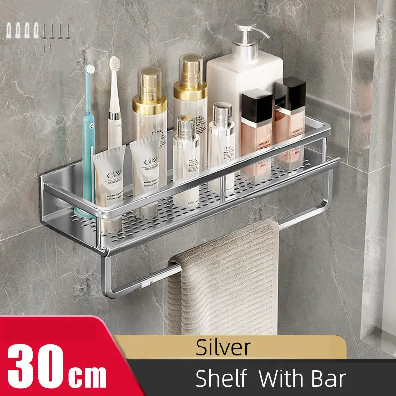 Bathroom Shelf Organizer 30-50CM Shower Storage Rack Silver Space Aluminum Toilet Shampoo Holder Bathroom Accessories