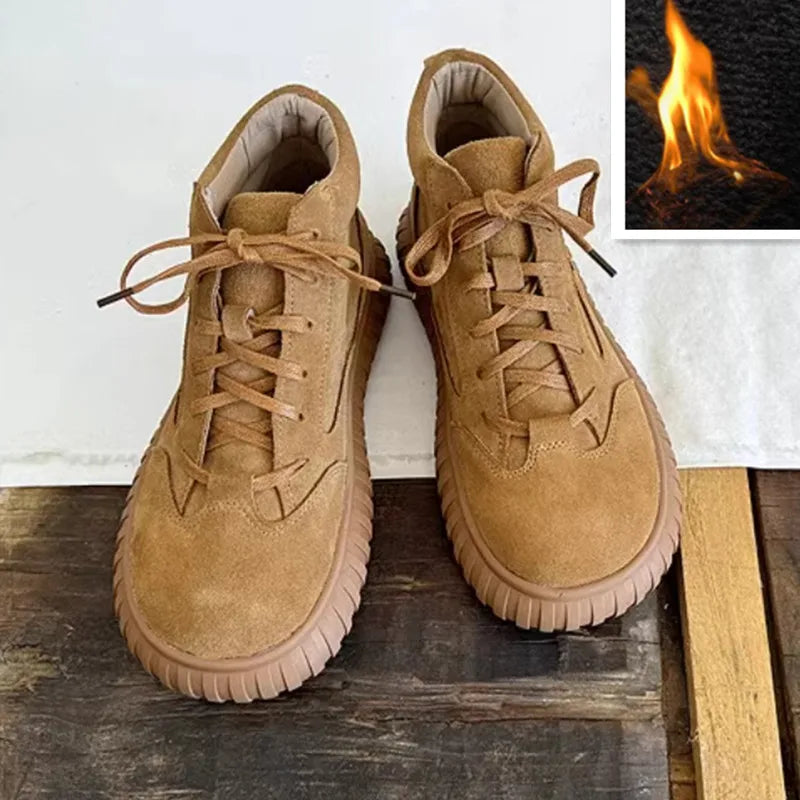 Careaymade-Wide Head Genuine Leather Women's Boots comfortable soft sole thick sole Boken warm Ankle Boots workwear short boots