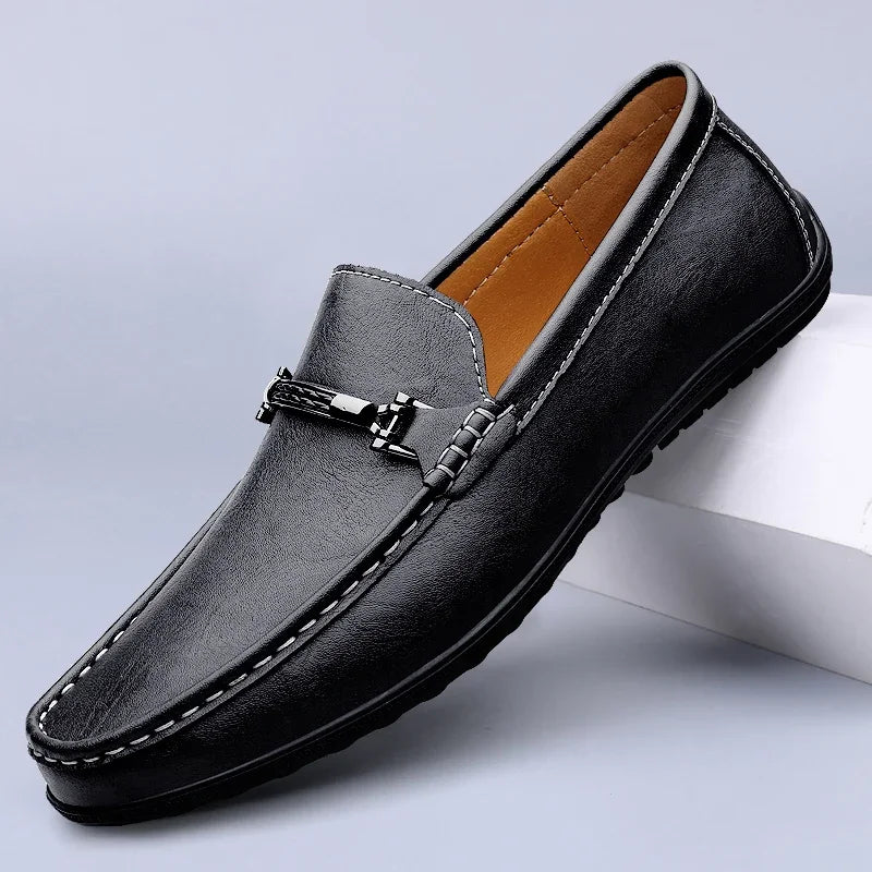 Genuine Leather Loafers for Men Handmade Casual Shoes Moccasins Breathable Sneakers Mens Driving Shoes Comfort Soft Dress Flats
