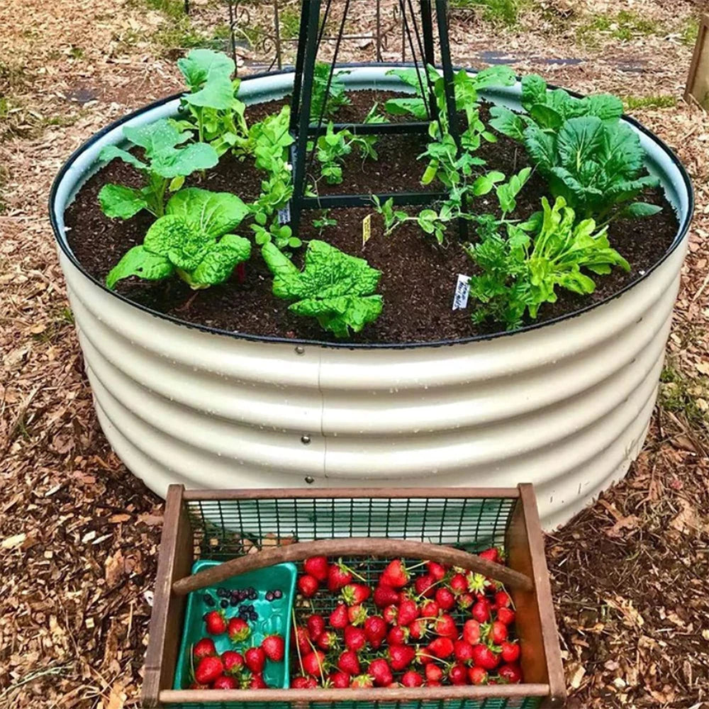 Outdoor garden 42 "(107cm) Round Raised Garden Bed Metal Raised Bed Planter Box for Vegetables Flowers Patio