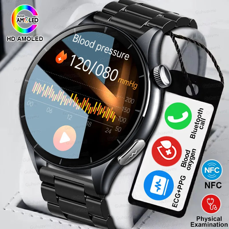 Sapphire 2025New Health managed Smart Watch Health measure Blood Fat Uric Acid Call ECG+PPG blood pressure Health Smartwatch IOS