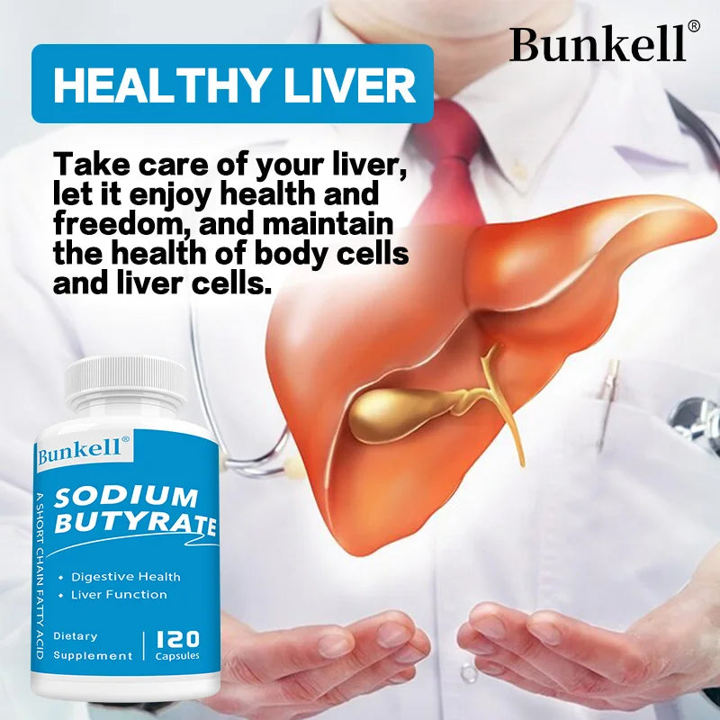 Sodium Butyrate Gut Health Supplement - Helps Gut Health, Detox and Cleansing of The Liver, Digestive Health,120 Capsules