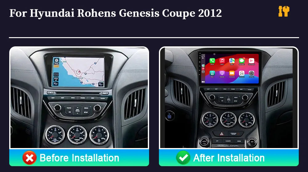 Android 14  For Hyundai Rohens Genesis Coupe 2012  Multimedia Navigation Wireless Carplay Stereo Screen Car Radio