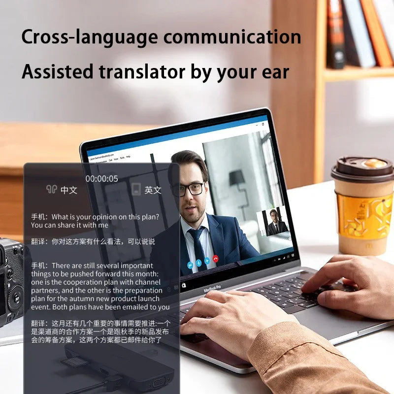 High-Tech AI Smart Glasses Translation 144Languages Real-time Wireless Bluetooth Headset For Simultaneous Interpretation