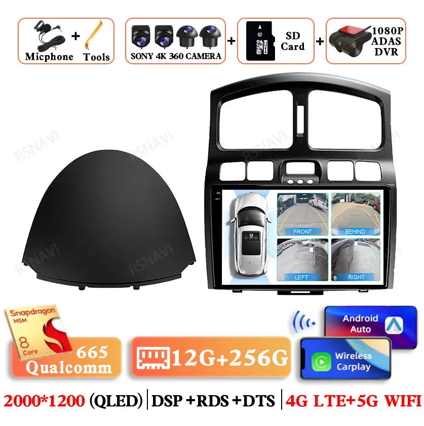 Android 15 For Hyundai Classic Santa Fe 2000-2004 JAC S1 (Rein) 2005-2015 Car Radio Qualcomm BT GPS Navigation QLED 5G WIFI AUTO