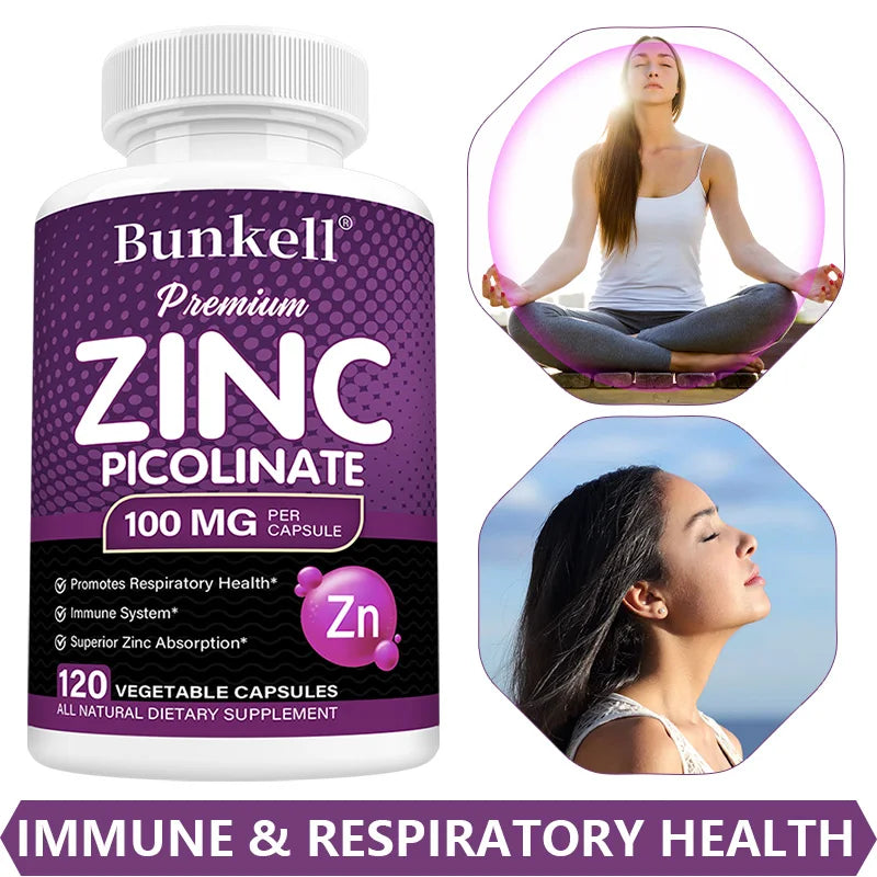 High Absorption Zinc Picolinate 100 Mg - Essential Nutrient for Respiratory Health, Immune System, and Overall Well-being