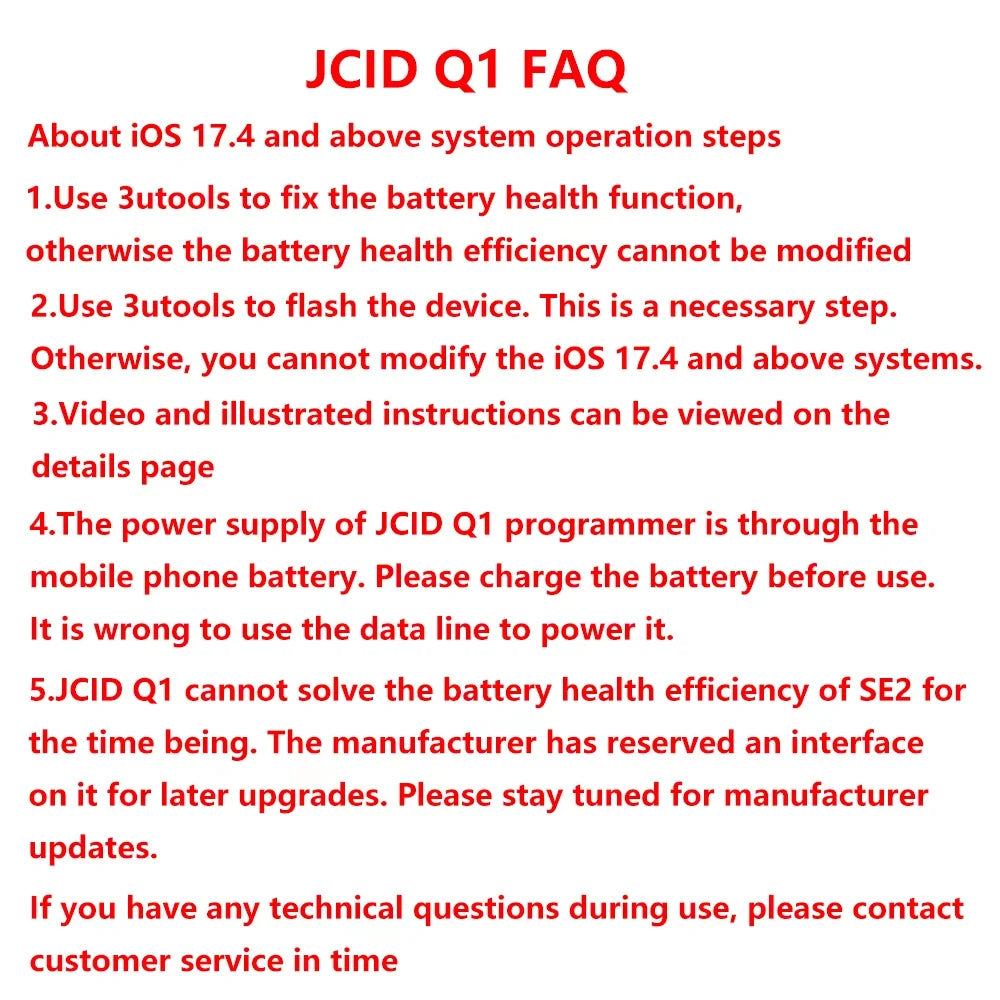 JCID JC Q1 Battery Health Quick Repair Board-Q1 For iPhone 11-15 ProMax Battery Health Pop-up Repair Reset Health Data Cycle