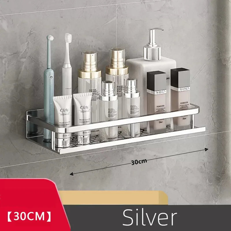 Bathroom Shelf Organizer 30-50CM Shower Storage Rack Silver Space Aluminum Toilet Shampoo Holder Bathroom Accessories