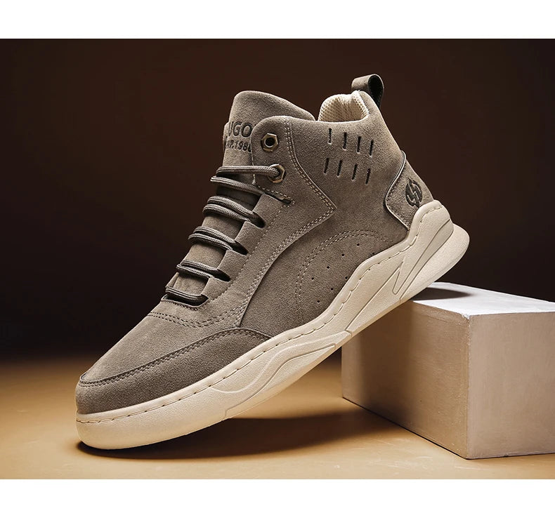 High Top Boots Men's Shoes Fashion Motorcycle Ankle Boots Shoes for Men Winter Boots Men's Sneakers Lace-Up Botas Hombre