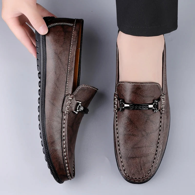 Genuine Leather Loafers for Men Handmade Casual Shoes Moccasins Breathable Sneakers Mens Driving Shoes Comfort Soft Dress Flats