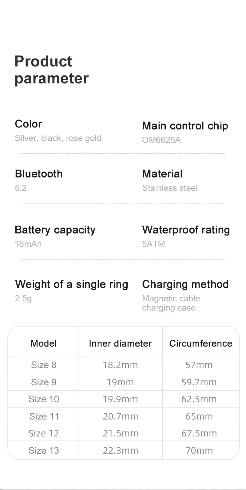 For Android IOS Phones Men Women Smart Ring With Charging Case Information Reminder Fitness Rings Pedometer Sleep Health Monitor