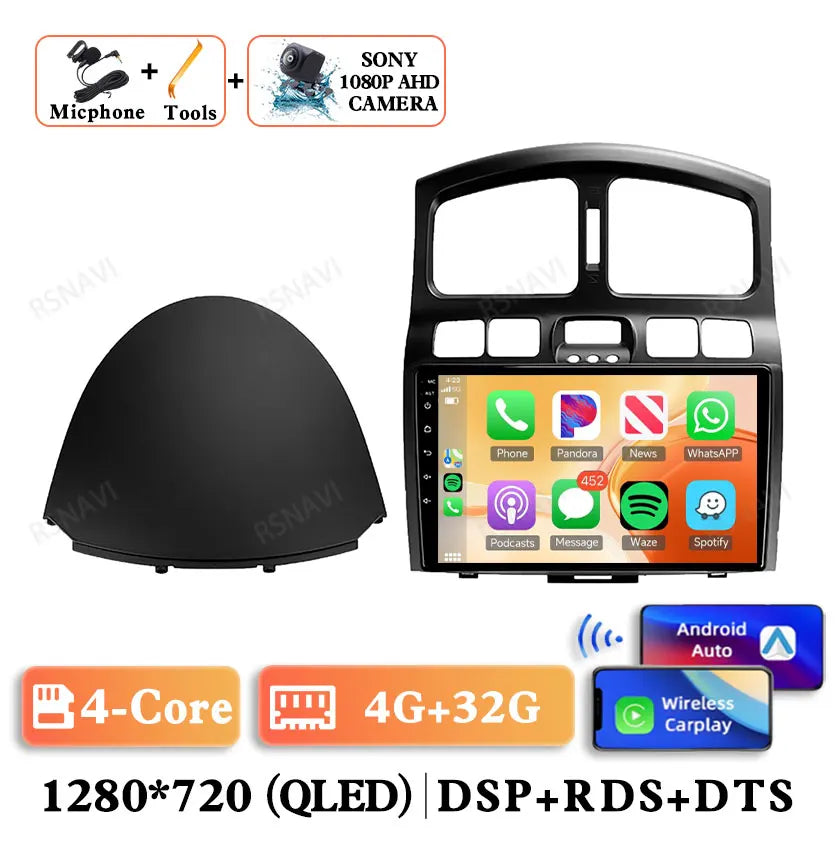 Android 15 For Hyundai Classic Santa Fe 2000-2004 JAC S1 (Rein) 2005-2015 Car Radio Qualcomm BT GPS Navigation QLED 5G WIFI AUTO