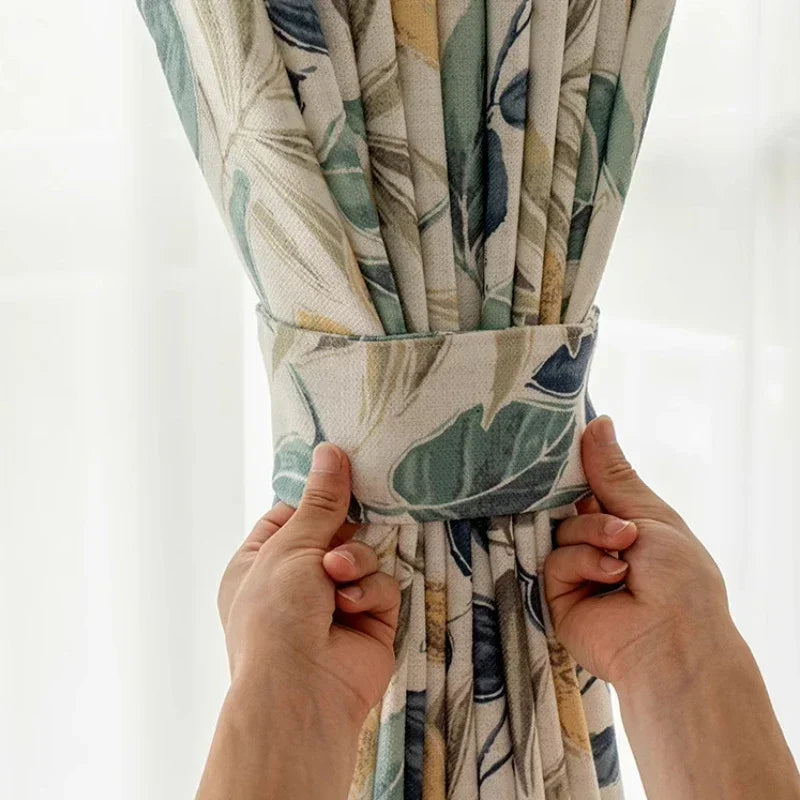 Curtains for Living Dining Room Bedroom  Autumn Maple Leaves American Country Pastoral Retro Cotton Linen Thick Korean Style