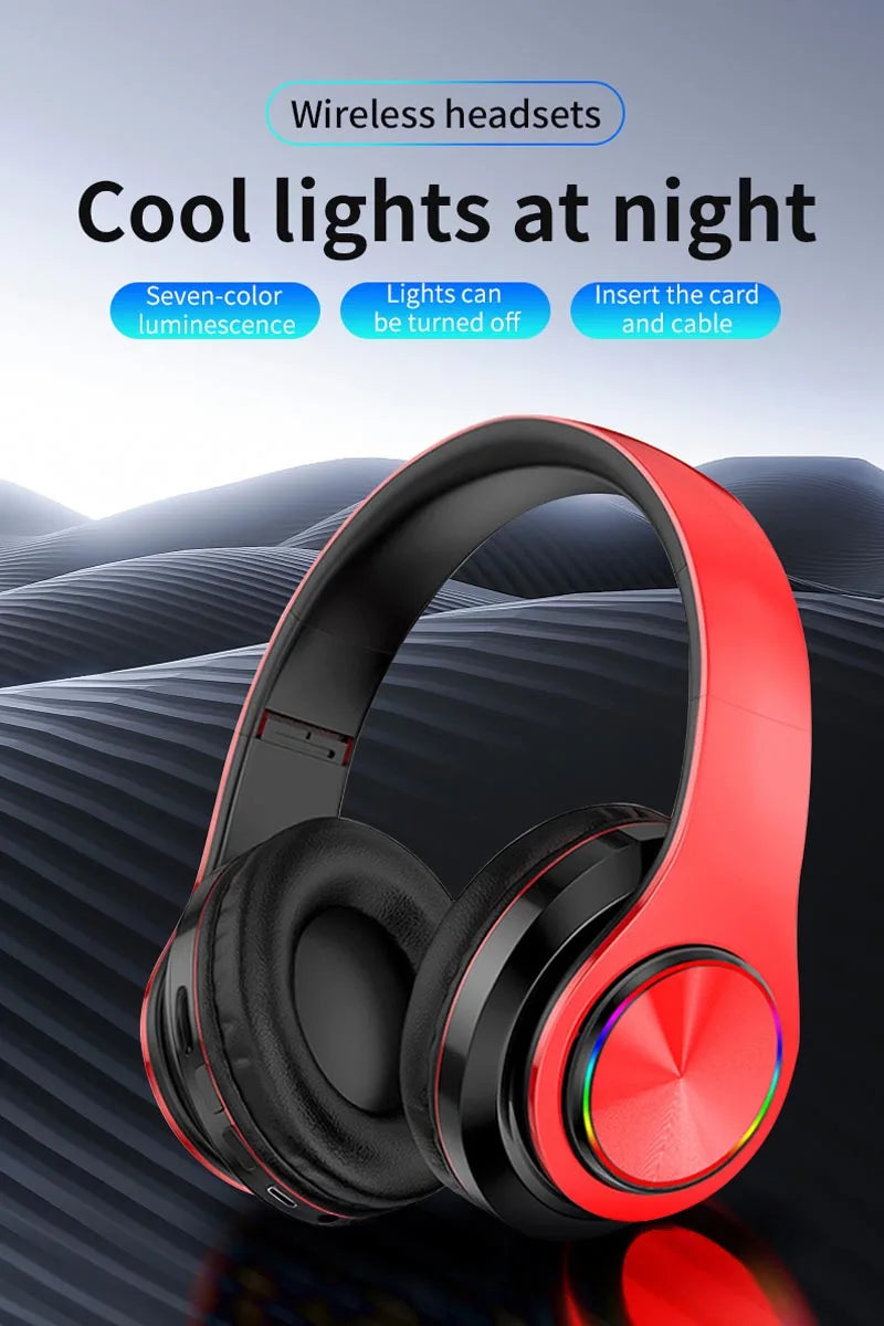 Headphones Bluetooth Headsets Gamer Surround Sound Stereo Wireless Earphone USB W/ MicroPhone Colourful Light PC Laptop Headset