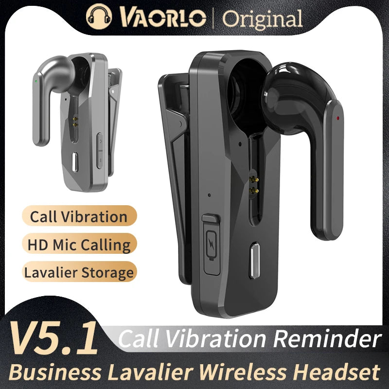 Bluetooth 5.1 Wireless Headset Business Earphone With HD Mic Handsfree Call Vibration Reminder Ear-Hook Sports Driving Headphone