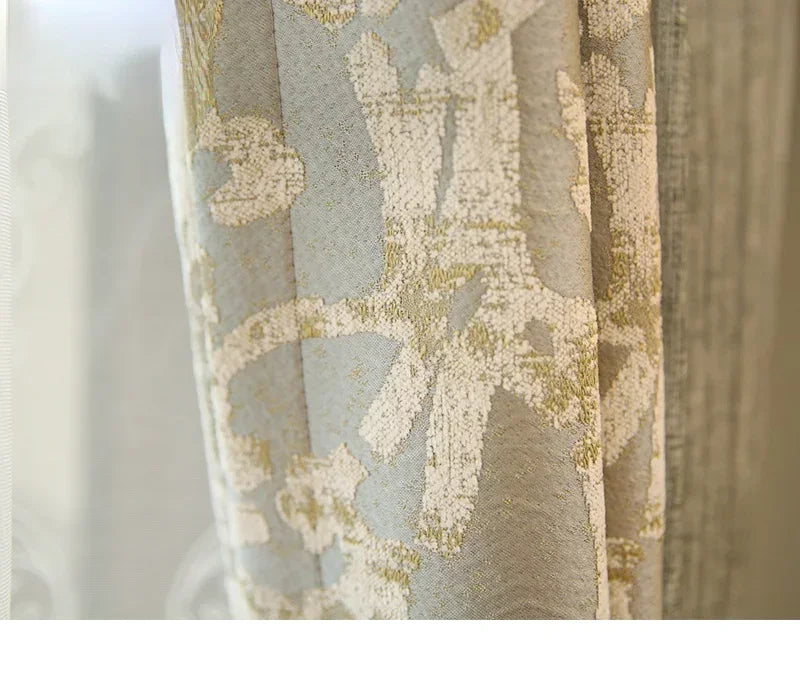 Custom Curtains for Living Room Simplicity Lace Splicing Green Chenille Blackout Embroidery Valance Tulle High Quality Fabric