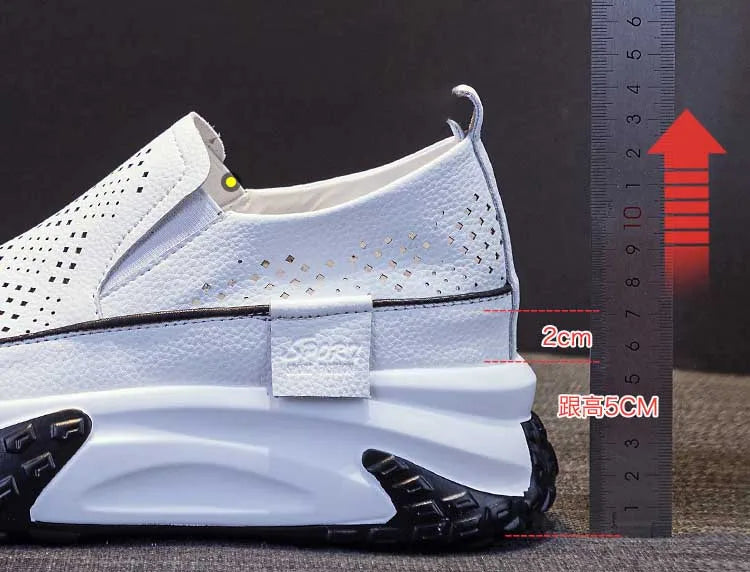 Fujin 7cm Genuine Leather Women Vulcanized Platform Wedge Chunky Sneaker Casual Stable Fashion Skate Boarding High Brand Shoes