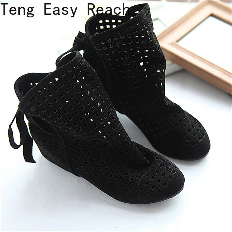 Hollow Summer Boots Bootie 2025 with The New Shoes Lace Openwork Crochet Boots Plus Size 34-43 Hollow Fashion Women Boots 43