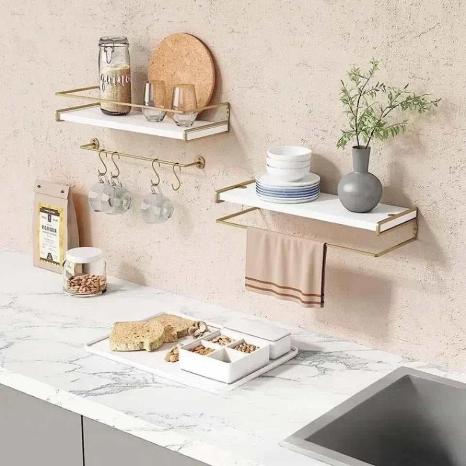 Bathroom Shelving Wooden Towel Rack Toilet Cosmetics and Toiletries Storage Kitchen Display Rack  Wall Mounted Storage Holder