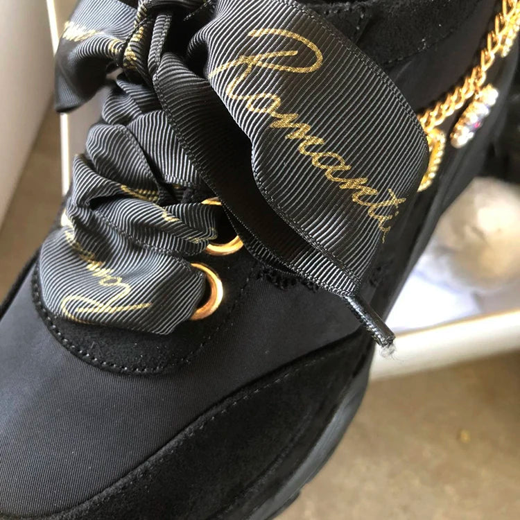 Liz Japanese Heart Shape Rhinestone Pearl Mine Series Thick Bottom Platform Lolita Casual Muffin Shoes Sweet Sports Shoes