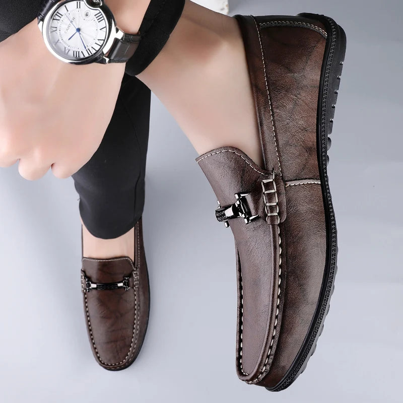 Genuine Leather Loafers for Men Handmade Casual Shoes Moccasins Breathable Sneakers Mens Driving Shoes Comfort Soft Dress Flats