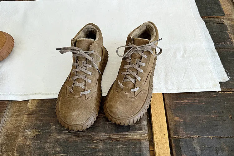 Careaymade-Wide Head Genuine Leather Women's Boots comfortable soft sole thick sole Boken warm Ankle Boots workwear short boots