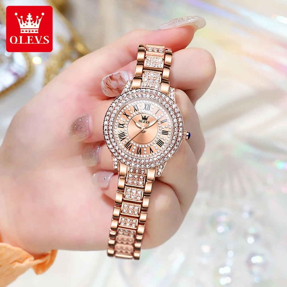 OLEVS 9943 Luxury Elegant Women's Watches Full Diamond Dial Waterproof Fashion Quartz Watch for Ladies Original Authentication SwiftNest