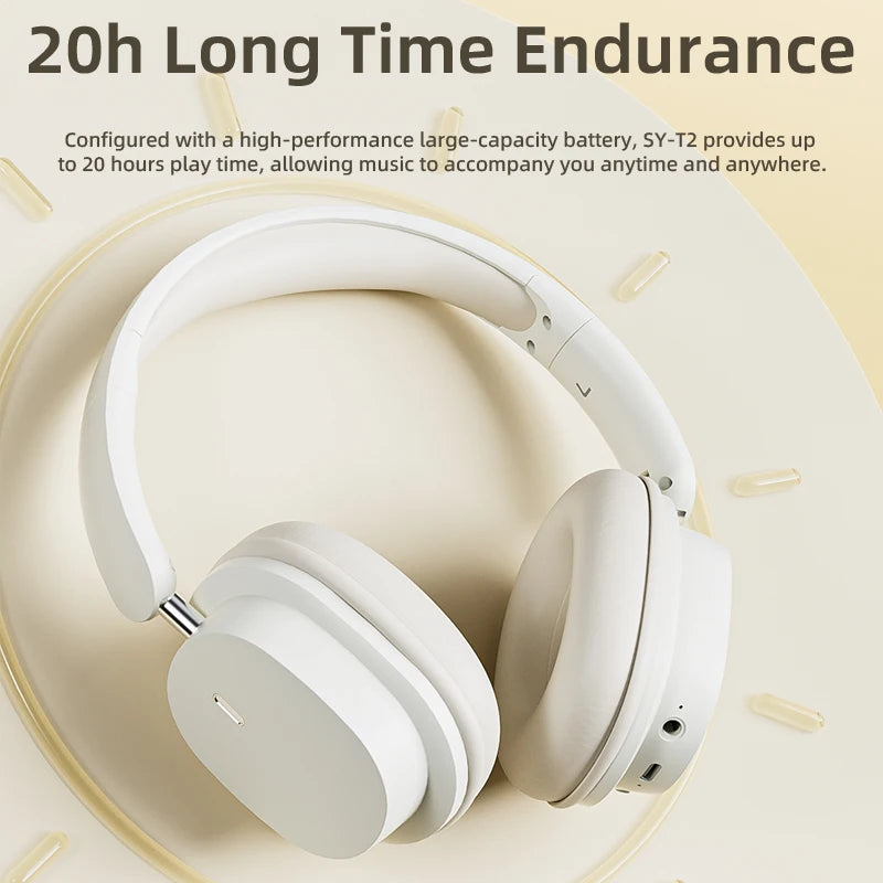 Bluetooth 5.3 Fashion Wireless Headphones HIFI Stereo Portable Over-ear Business Headset Low Latency Gaming Earphones With Mic