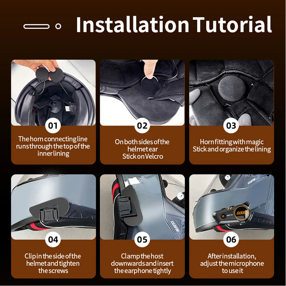 سماعة رأس خوذة بلوتوث 5.3 لاسلكية بدون استخدام اليدين طقم هاتف للدراجات النارية سماعة أذن مقاومة للماء مشغل موسيقى MP3 مكبر صوت للدراجات النارية