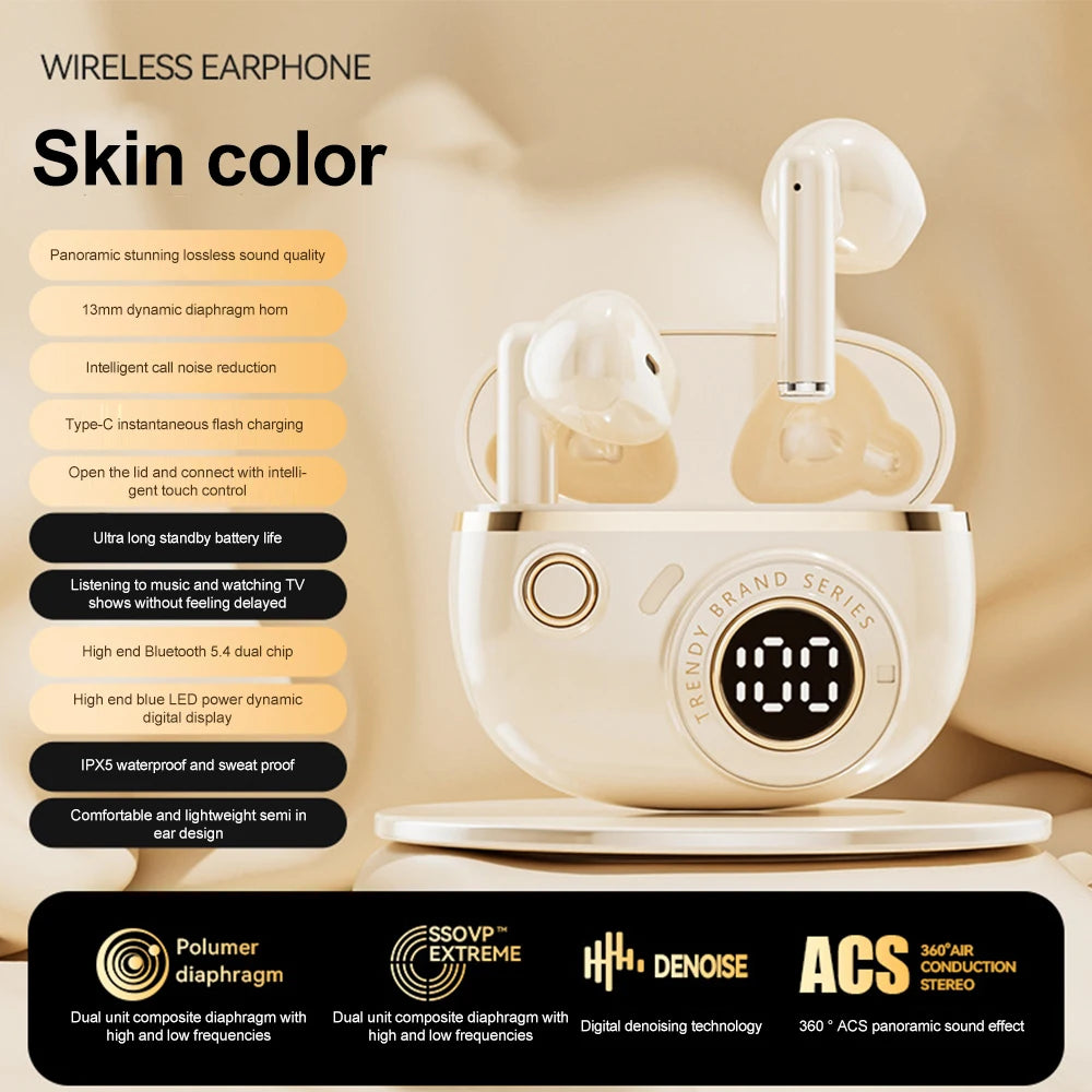 سماعات أذن بلوتوث 5.4 TWS لاسلكية سماعات أذن صغيرة شاشة LED سماعات رأس للألعاب سماعات أذن ستيريو هاي فاي لتقليل الضوضاء