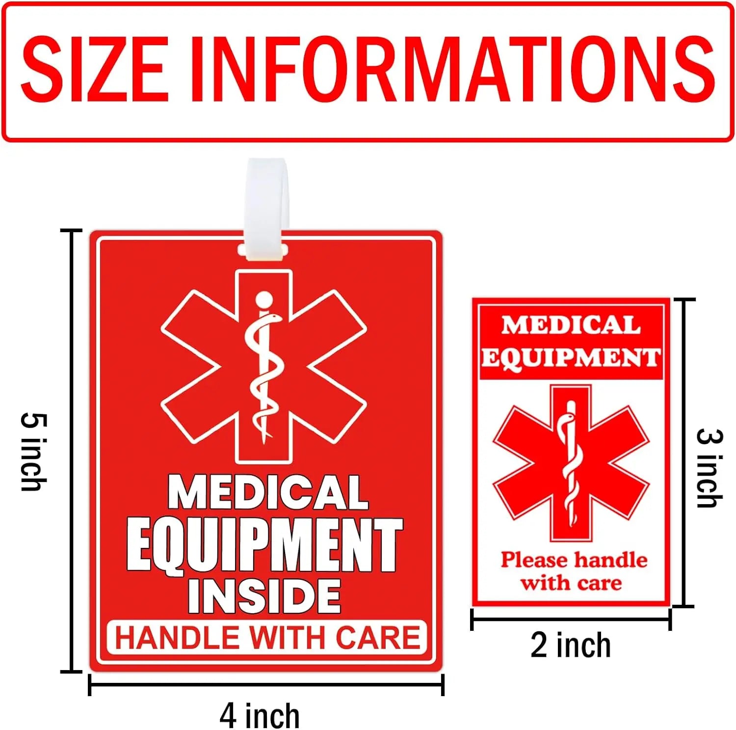 Medical Equipment Inside Tag Card Red Fragile Medical Equipment Inside Stickers Medical Equipment ID Identification Luggage Tags