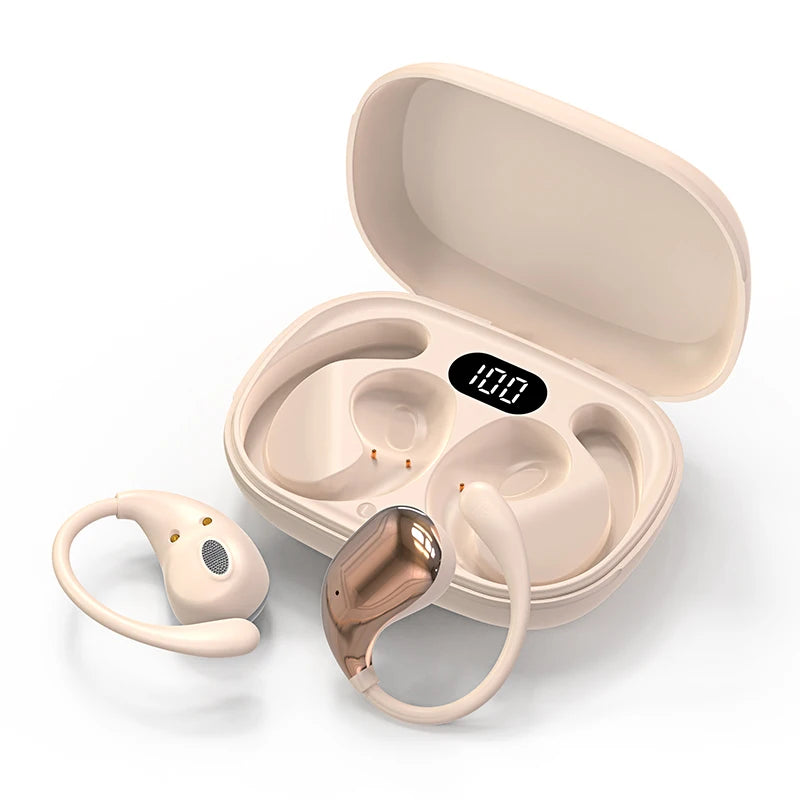 سماعات أذن لاسلكية TWS مزودة بخطاف للأذن بتقنية البلوتوث 5.4، سماعات ستيريو عالية الدقة مقاومة للماء، شاشة LED، سماعات أذن تعمل باللمس في وضع الاستعداد الطويل