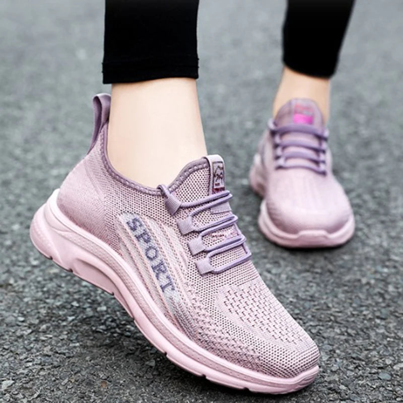 Sneakers 2025 New Fashion Wedge Platform Plus Size Casual Sports Shoes Women Lace-up Mesh Breathable Women's Vulcanized Shoes