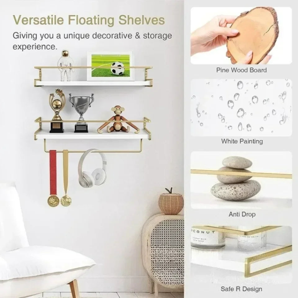 Bathroom Shelving Wooden Towel Rack Toilet Cosmetics and Toiletries Storage Kitchen Display Rack  Wall Mounted Storage Holder