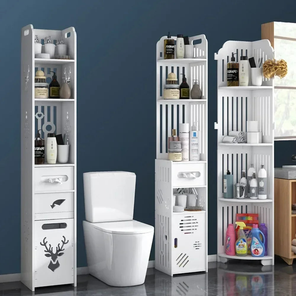 Bathroom Storage Cabinet Large Capacity Narrow Seam Storage Rack Waterproof Storage Rack Bathroom Floor Standing Storage Rack