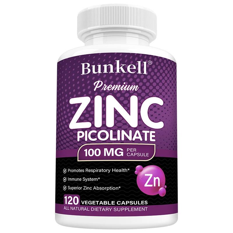 High Absorption Zinc Picolinate 100 Mg - Essential Nutrient for Respiratory Health, Immune System, and Overall Well-being
