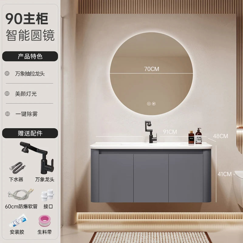 Standing Storage Bathroom Cabinet Shelf Light Mirror Organizer Bathroom Cabinet Vanity Shower Rack Banyo Dolabi Furniture