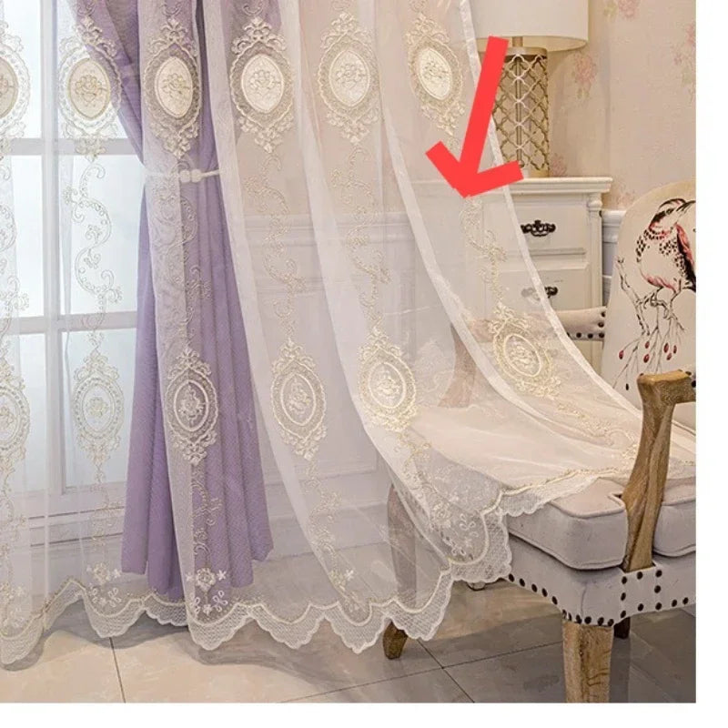 Custom Curtains for Living Dining Room Bedroom Luxury European Double-layer Fabric Gauze Integrated Embroidery Blackout Decor