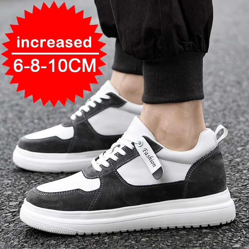 Fashion Men Casual Shoes Men Low Cut Sneakers Breathable Height Increasing Shoes 6/8/10CM Thick Sole Hard-Wearing Male Footwear