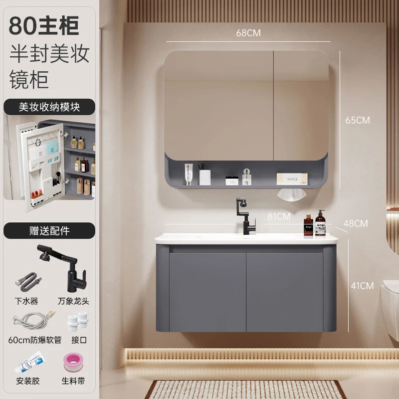 Standing Storage Bathroom Cabinet Shelf Light Mirror Organizer Bathroom Cabinet Vanity Shower Rack Banyo Dolabi Furniture