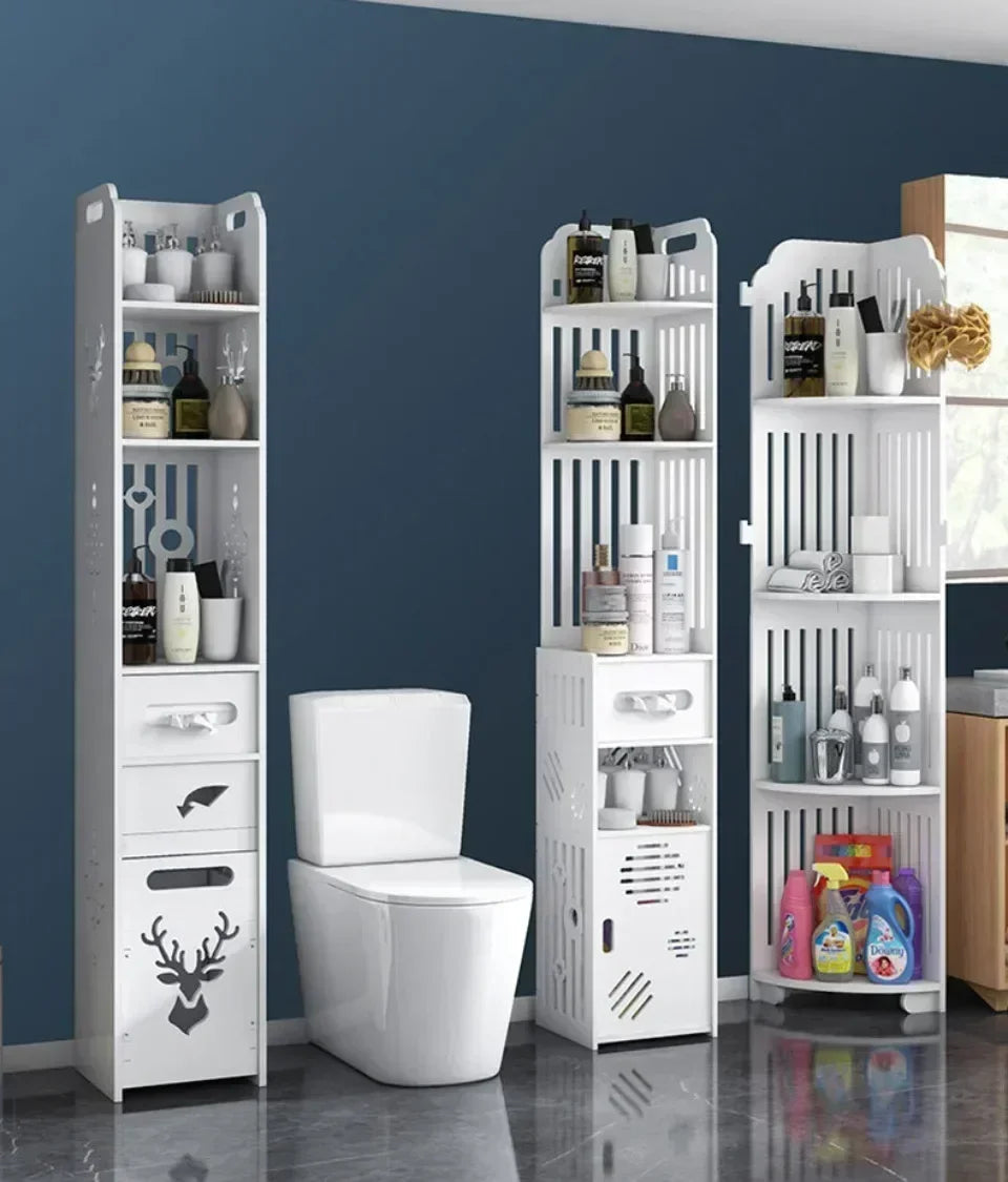 Bathroom Storage Cabinet Large Capacity Narrow Seam Storage Rack Waterproof Storage Rack Bathroom Floor Standing Storage Rack