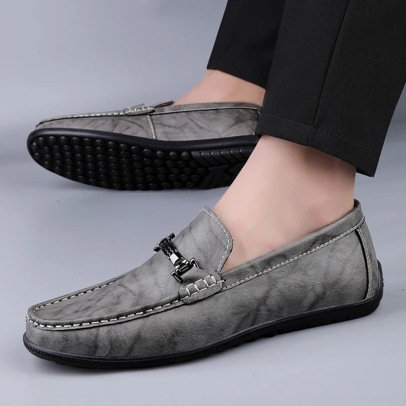 Genuine Leather Loafers for Men Handmade Casual Shoes Moccasins Breathable Sneakers Mens Driving Shoes Comfort Soft Dress Flats