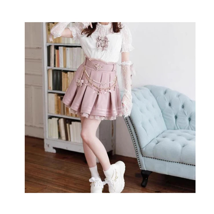 Liz Japanese Heart Shape Rhinestone Pearl Mine Series Thick Bottom Platform Lolita Casual Muffin Shoes Sweet Sports Shoes