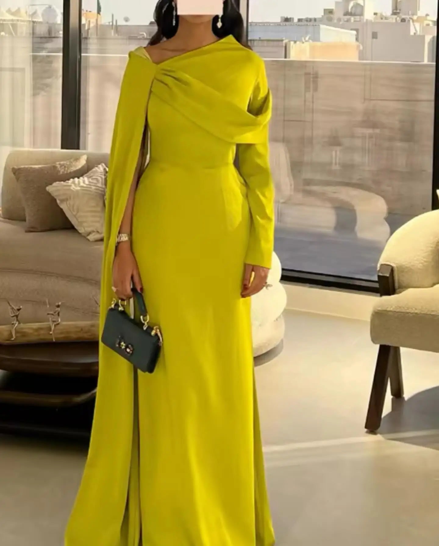 customized Saudi Long Cape Prom Dresses Pleated Floor Length Evening Dresses vestidos de novia Mermaid Party Gowns