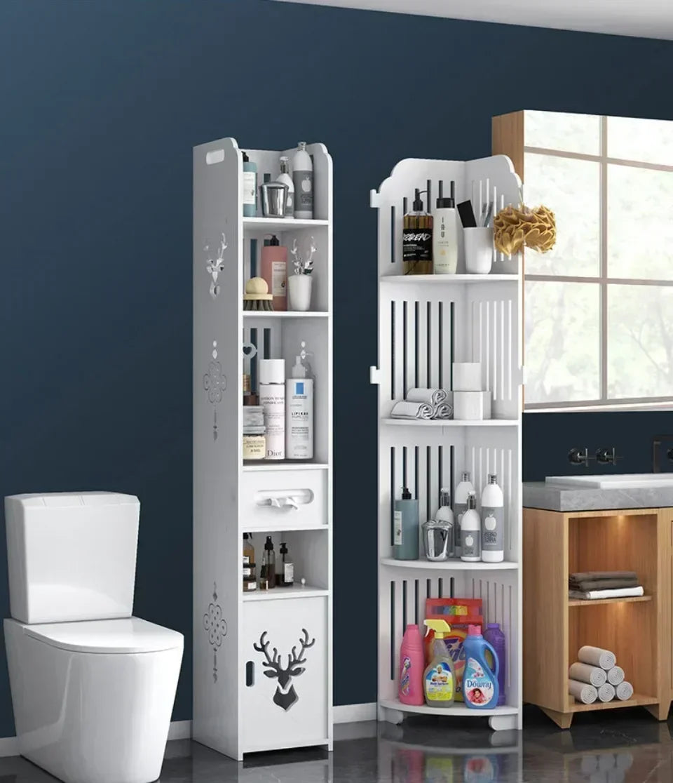 Bathroom Storage Cabinet Large Capacity Narrow Seam Storage Rack Waterproof Storage Rack Bathroom Floor Standing Storage Rack