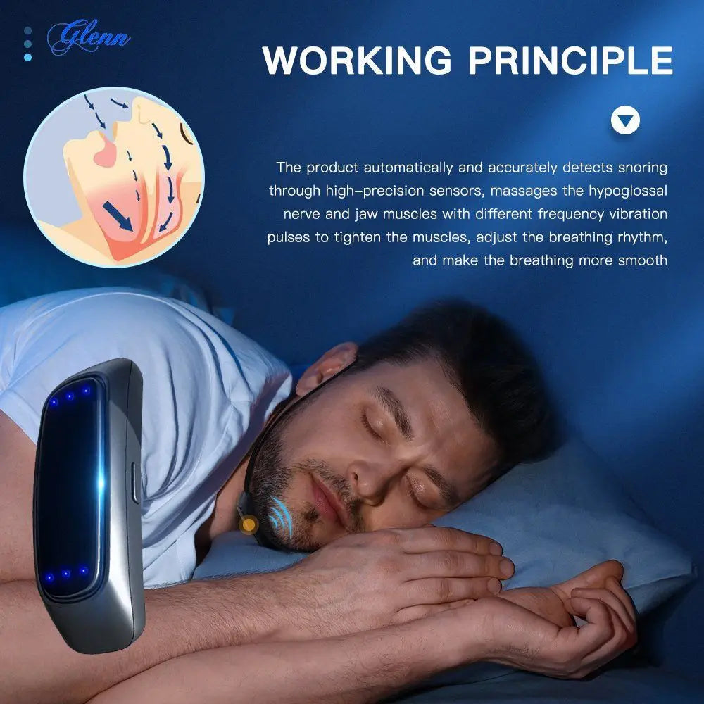 EMS Pulse Stop Snore Portable Comfortable Sleep Well Stop Snore Health Care Sleep Apnea Aid USB Smart Anti Snoring Device