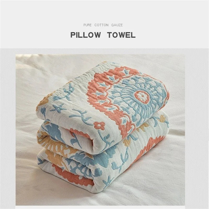 100% Cotton Muslin Bed Cover Breathable Muslin Bedspread Home Textile Adult Kids Jaccquard Sofa Bed Throw Blankets Bedsheet